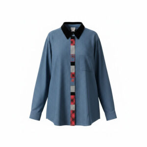 Koret Patchwork Placket Denim Shirt with Velvet Collar Size XL Teacher